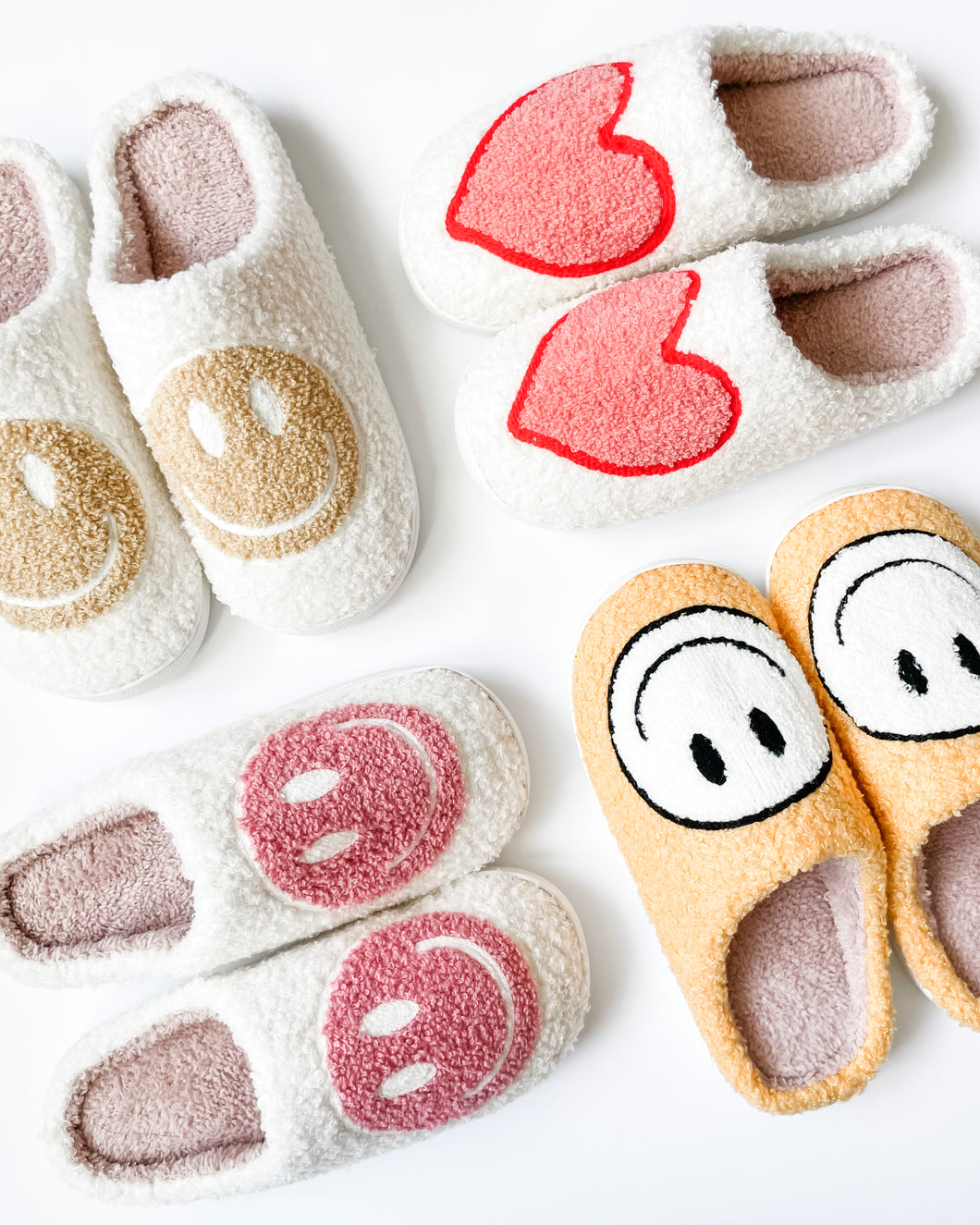 Retro Smiley Face Slippers - Womens