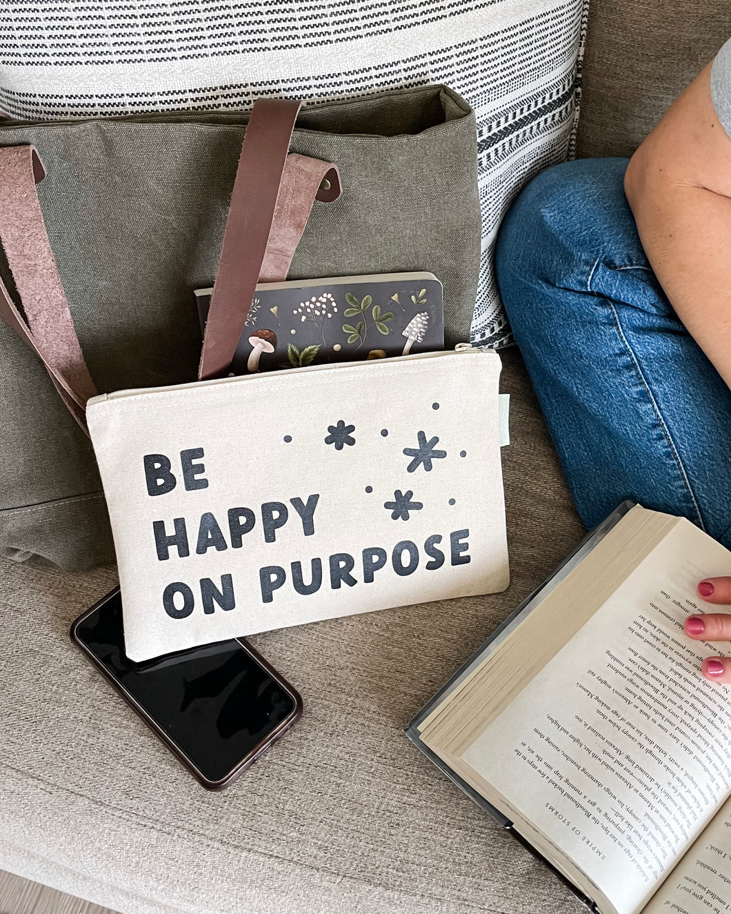 Happy on Purpose Large Zipper Pouch